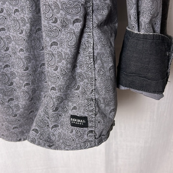 Black Bull Men shirt XL, grey/ blue  two tone, cotton blend ,paisley,office - Picture 9 of 11